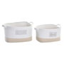 DKD Home Decor Set de 2 Cestas de Algodón Blanco 43x30x23 cm