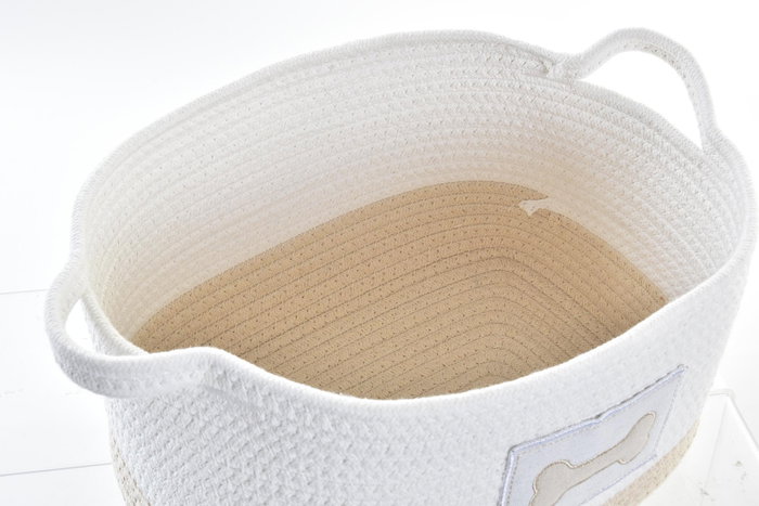 DKD Home Decor Cesta Blanco Crema Algodon Set de 2 Piezas 43 x 30 x 23 cm