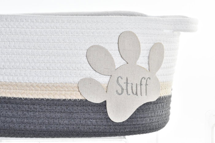 DKD Home Decor Set de 3 Cestas de Algodón 60x31x25 cm - Blanco, Gris oscuro y Crema