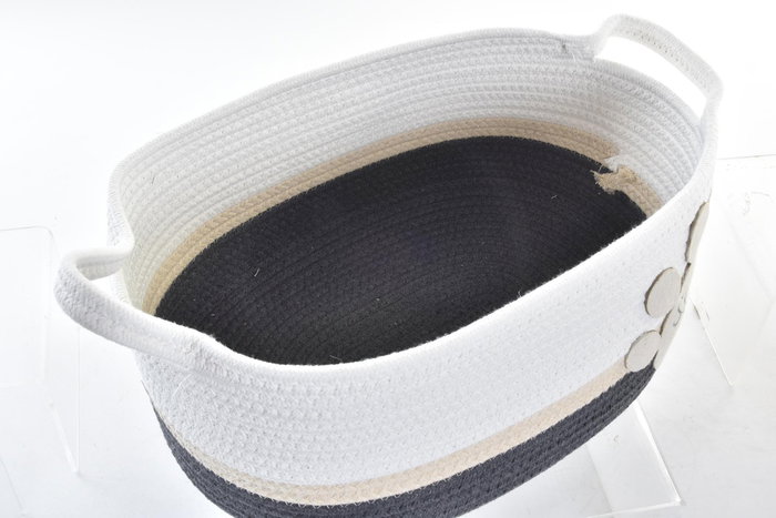 DKD Home Decor Set de 3 Cestas de Algodón 60x31x25 cm - Blanco, Gris oscuro y Crema