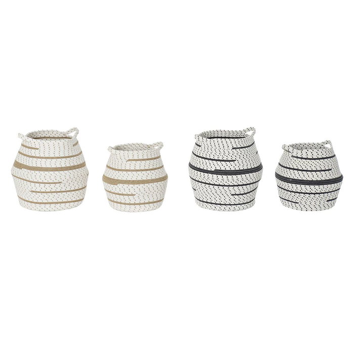 DKD Home Decor Set de 2 Cestas de Algodón y Yute Surtidas