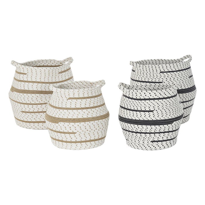 DKD Home Decor Set de 2 Cestas de Algodón y Yute Surtidas