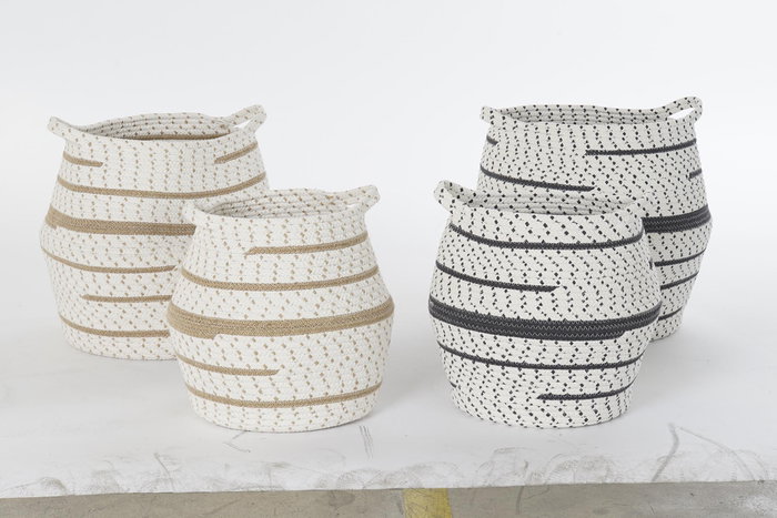 DKD Home Decor Cesta Boho Marron Gris Algodon Yute 40 x 40 x 40 cm Set de 2 DKD Home Decor Cesta Boho Marron Gris Algodon Yute 40 x 40 x 40 cm Set de 2