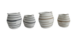 DKD Home Decor Set de 2 Cestas de Algodón y Yute Surtidas