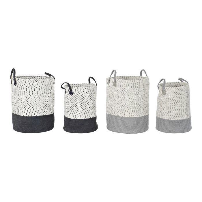 DKD Home Decor Set de 2 Cestas de Algodón Surtidas 40x40x52 cm