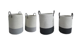 DKD Home Decor Set de 2 Cestas de Algodón Surtidas 40x40x52 cm