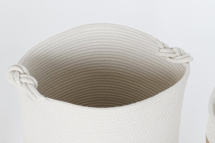 DKD Home Decor Cesta Boho Algodón Yute Blanco Marrón 45 x 54 x 45 cm Set 6 Piezas