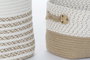 DKD Home Decor Cesta Boho Algodón Yute Blanco Marrón 45 x 54 x 45 cm Set 6 Piezas
