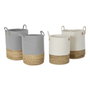 DKD Home Decor Set de 2 Cestas de Algodón y Fibra 40x40x52 cm