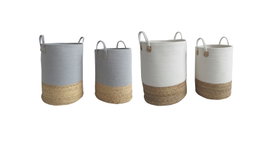 DKD Home Decor Set de 2 Cestas de Algodón y Fibra 40x40x52 cm