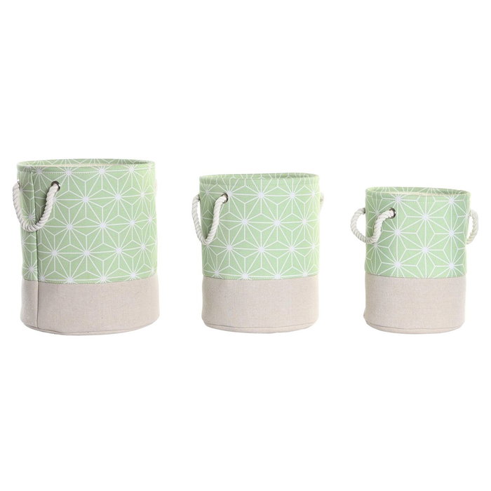DKD Home Decor Set de 3 Cestas Geométricas Verde y Beige DKD Home Decor Set de 3 Cestas Geométricas Verde y Beige