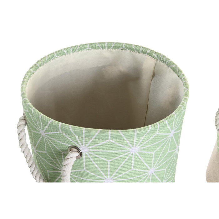 DKD Home Decor Set de 3 Cestas Geométricas Verde y Beige DKD Home Decor Set de 3 Cestas Geométricas Verde y Beige