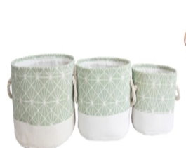 DKD Home Decor Set de 3 Cestas Geométricas Verde y Beige