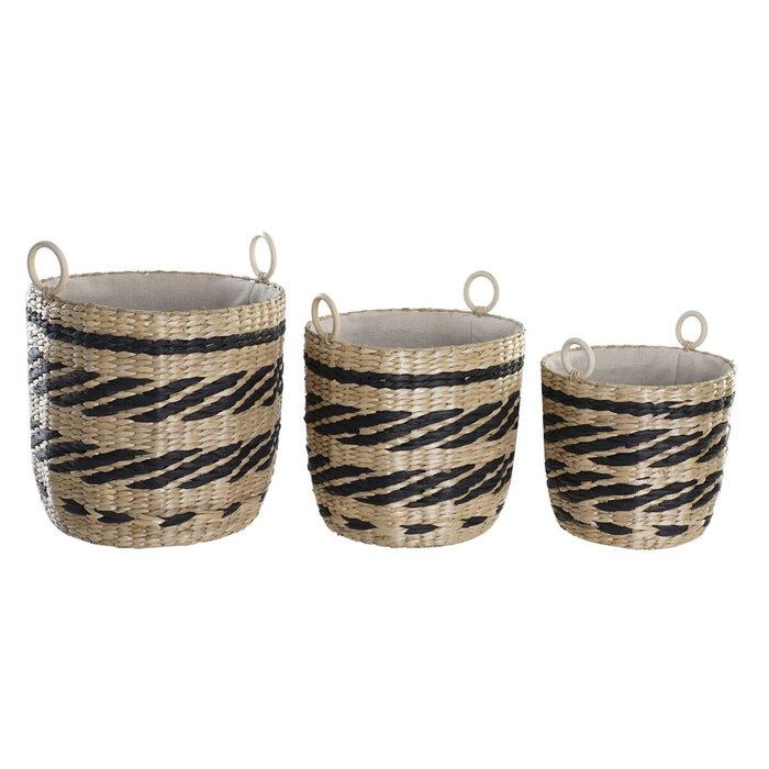 DKD Home Decor Set de 3 Cestas de Fibra y Poliéster Natural