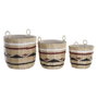 DKD Home Decor Set de 3 Cestas de Fibra de Poliéster 38x38x36 cm Natural