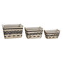 DKD Home Decor Set de 3 Cestas de Fibra y Poliéster Natural y Gris Oscuro