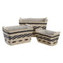 DKD Home Decor Set de 3 Cestas de Fibra y Poliéster Natural y Gris Oscuro