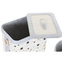 DKD Home Decor Set de 4 Cestas para la Ropa de Bambú y Fieltro con Estrellas
