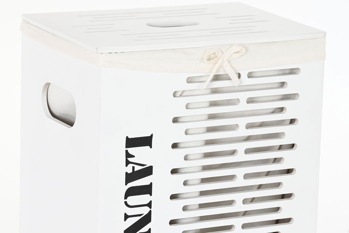 DKD Home Decor Cesta de Ropa Blanca Negra Beige Set de 5 Piezas 30 x 56 x 40 cm