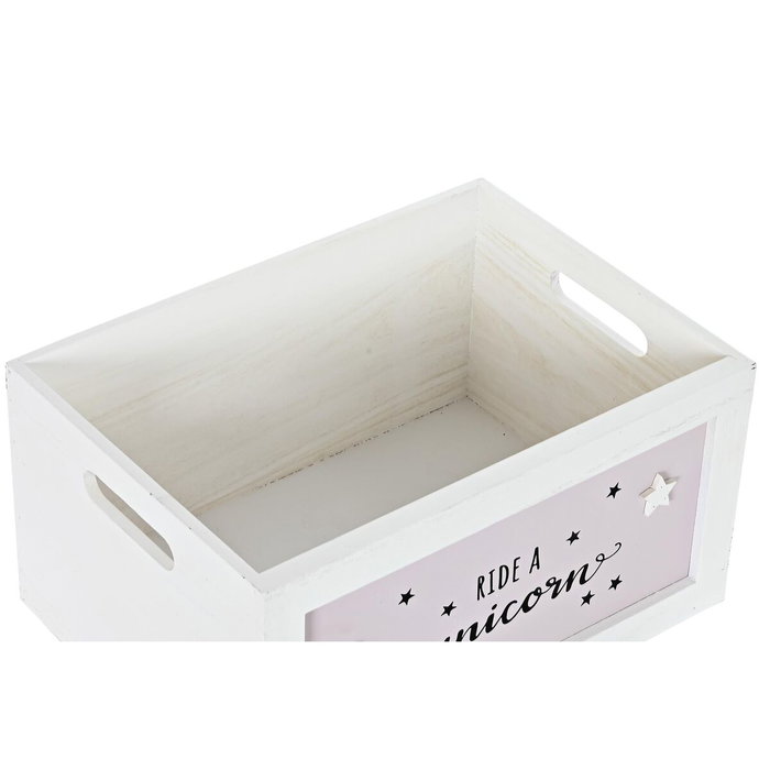 DKD Home Decor Set de 5 Cestas de Ropa Paulownia 40x30x55 Blanco