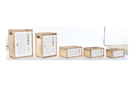 DKD Home Decor Cesta Ropa Natural Blanco 30 x 55 x 40 cm Set de 5 Paulownia