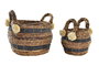 DKD Home Decor Set de 2 Cestas de Fibra Marrón 31x31x33 cm