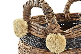 DKD Home Decor Cesta Colonial Marron Negro Fibra 31 x 33 x 31 cm Set de 2