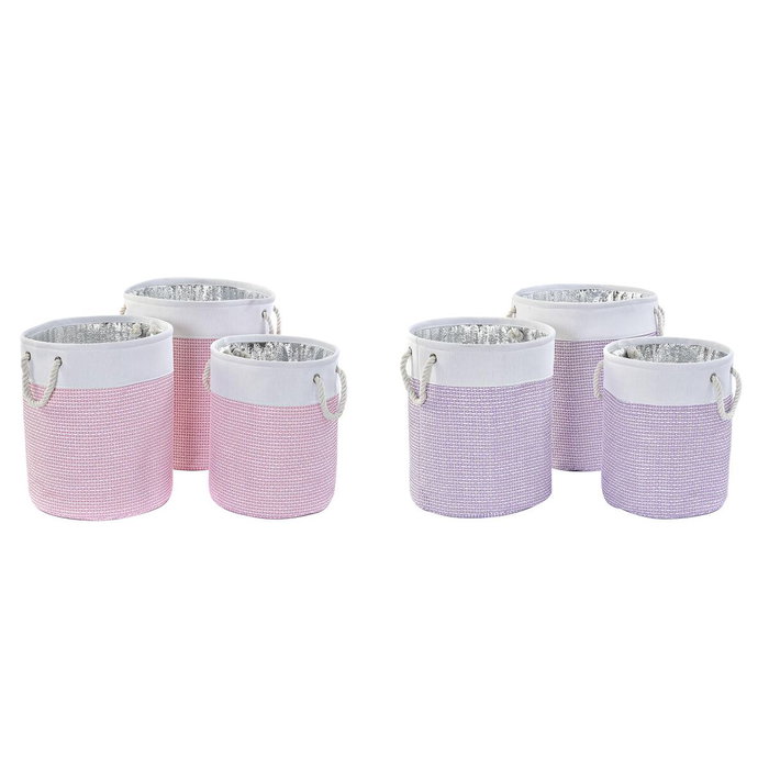 DKD Home Decor Set de 3 Cestas de Poliéster en Colores Surtidos