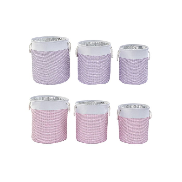 DKD Home Decor Set de 3 Cestas de Poliéster en Colores Surtidos