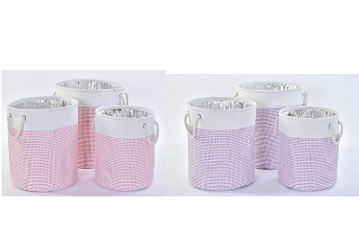 DKD Home Decor Cesta Lila Rosa Set de 3 Piezas Surtidos 40 x 49 x 40 cm (2 Unidades)