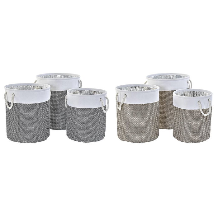DKD Home Decor Set de 3 Cestas de Poliéster 40x40x49 cm Surtido DKD Home Decor Set de 3 Cestas de Poliéster 40x40x49 cm Surtido