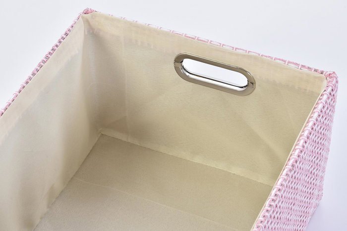 DKD Home Decor Cesta Lila Rosa de Poliéster, Set de 3 Piezas Surtidas, 27.5x18x40.5 cm