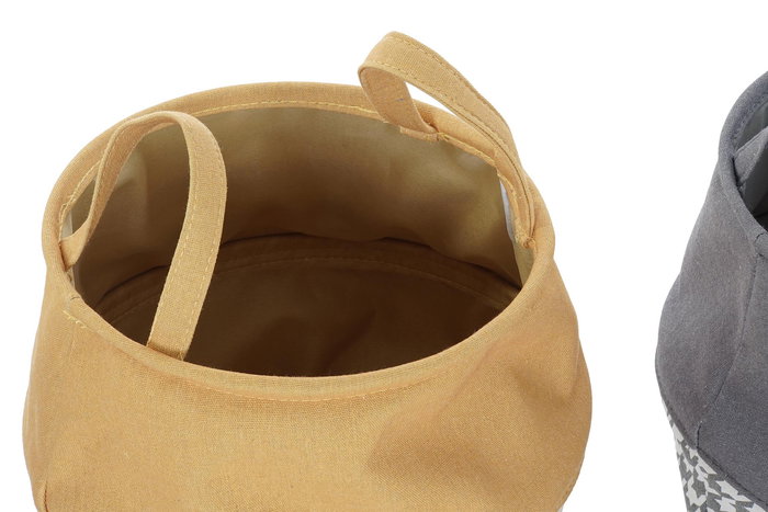 DKD Home Decor Cesta Ropa Pata de gallo Gris Amarillo 28 x 28 x 28 cm (3 Unidades)