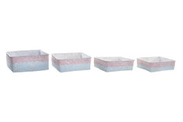 DKD Home Decor Cesta Mediterraneo Bicolor Rosa 26 x 9 x 26 cm Set de 4