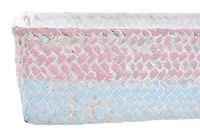 DKD Home Decor Cesta Mediterraneo Bicolor Rosa 26 x 9 x 26 cm Set de 4
