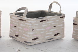 DKD Home Decor Cesta Basicos Gris Burdeos Poliester Set de 3 Piezas 30 x 20 x 40 cm