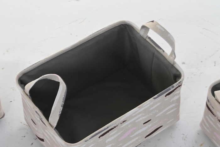 DKD Home Decor Cesta Basicos Gris Burdeos Poliester Set de 3 Piezas 30 x 20 x 40 cm