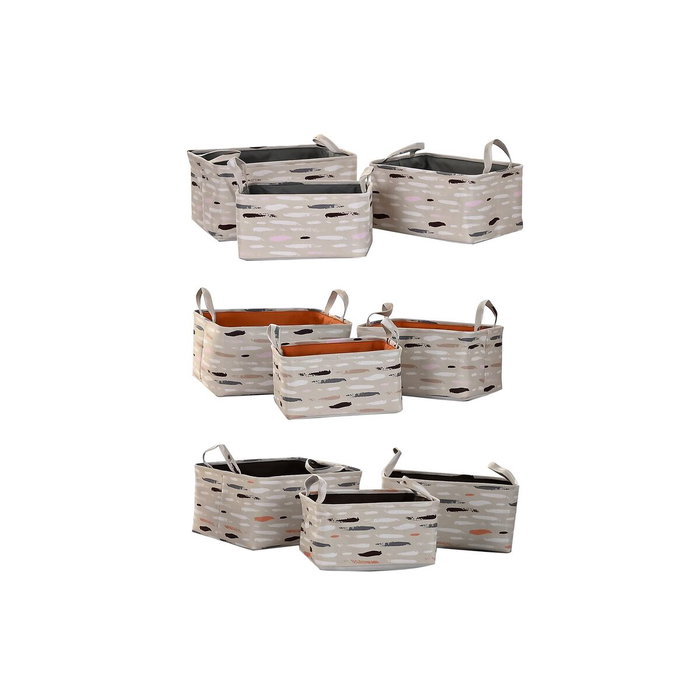 DKD Home Decor Set de 3 Cestas Pinceladas en Poliéster DKD Home Decor Set de 3 Cestas Pinceladas en Poliéster