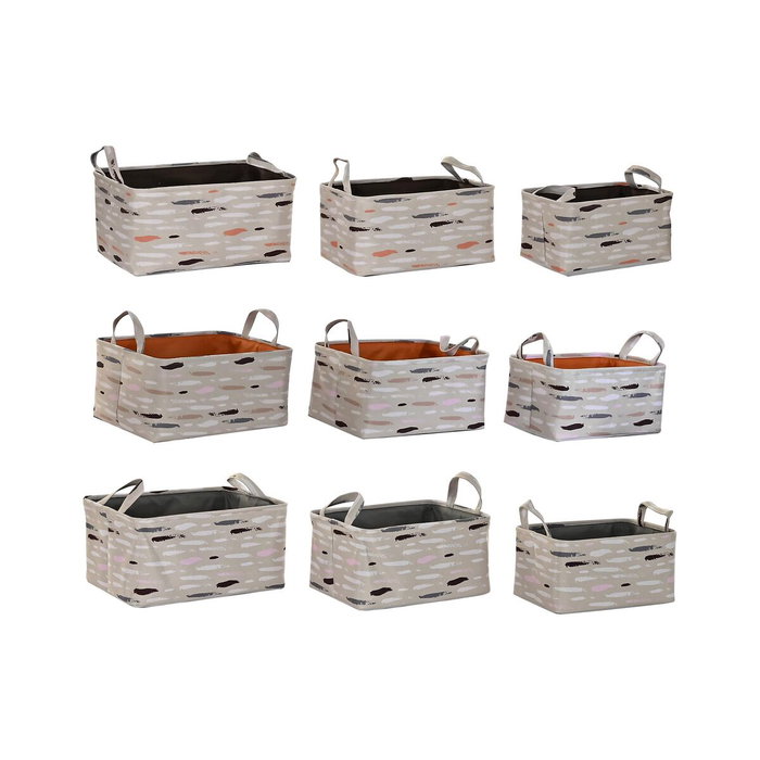 DKD Home Decor Set de 3 Cestas Pinceladas en Poliéster DKD Home Decor Set de 3 Cestas Pinceladas en Poliéster