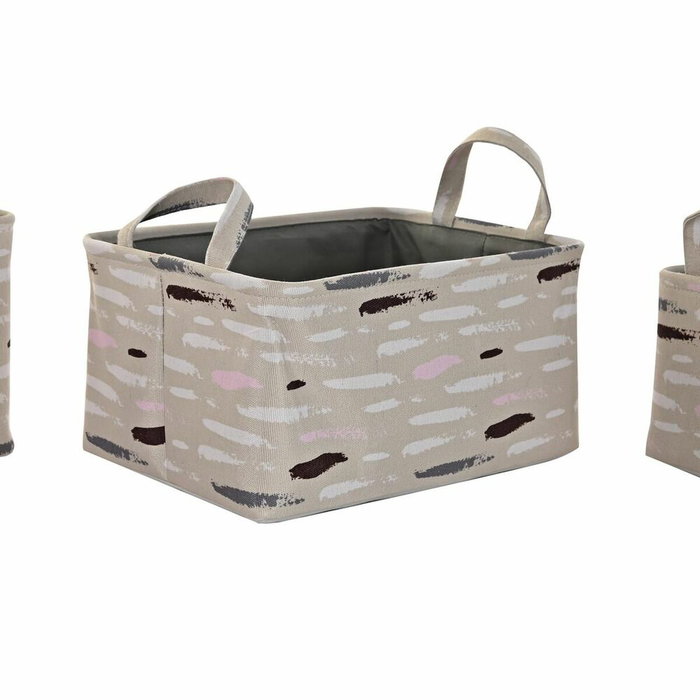DKD Home Decor Set de 3 Cestas Pinceladas en Poliéster DKD Home Decor Set de 3 Cestas Pinceladas en Poliéster