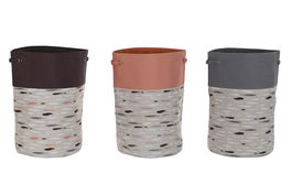 DKD Home Decor Cesta Ropa Basicos Gris Burdeos 40 x 60 x 40 cm (3 Unidades)