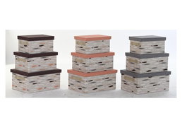 DKD Home Decor Caja Basicos Gris Burdeos Poliester 30 x 20 x 40 cm Set de 3