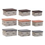 DKD Home Decor Set de 3 Cajas Organizadoras Pinceladas en Poliéster