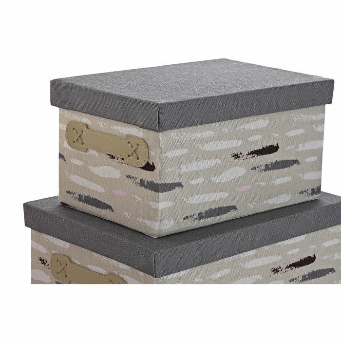 DKD Home Decor Set de 3 Cajas Organizadoras Pinceladas en Poliéster DKD Home Decor Set de 3 Cajas Organizadoras Pinceladas en Poliéster