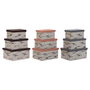 DKD Home Decor Set de 3 Cajas Organizadoras Pinceladas en Poliéster