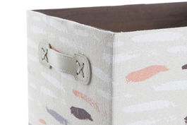 DKD Home Decor Cesta Basicos Set de 3 Gris Burdeos Poliester 24 x 18 x 32 cm