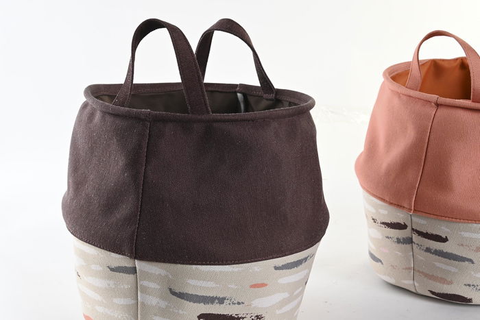 DKD Home Decor Cesta Ropa Basicos Gris Burdeos Poliester 28 x 30 x 28 cm (3 Unidades)