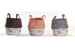 DKD Home Decor Cesta Ropa Basicos Gris Burdeos Poliester 28 x 30 x 28 cm (3 Unidades)