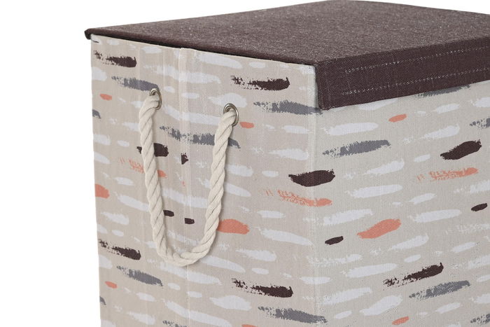 DKD Home Decor Cesta Ropa Basicos Gris Burdeos Poliester 36 x 55 x 36 cm (3 Unidades)