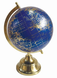 DKD Home Decor Globo Terráqueo de Metal Dorado y Azul 27x25x36 cm